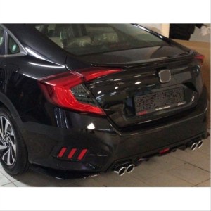 Honda Civic FC5 2016-2020 İçin Uyumlu Difuzor 4 Egzoz Piano Black