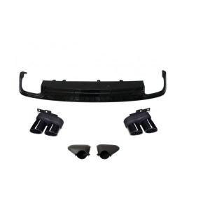 Audi A6 2019+ İçin Uyumlu S6 Gorunum Difuzor & Siyah Egzoz Seti - (S-line İçin)