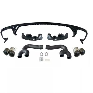 Audi Q8 2019 + İçin Uyumlu SQ8 Difüzör & Siyah Egzoz Seti (S-lıne Ve SQ8 Uyumlu)