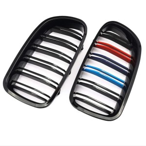 BMW 5 Serisi F10 2011-2018 İçin Uyumlu M5 Görünüm Bobrek (Cift Cizgi Panjur) - M RENK