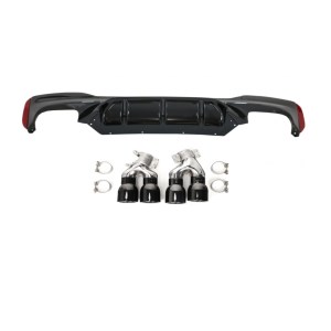 BMW 5 Serisi G30 17-23 İçin Uyumlu M5 Görünüm Difüzör VE M5 Görünüm Egzoz Seti (Parlak Siyah Difüzör)