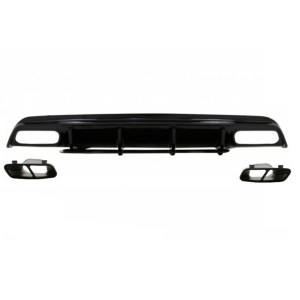 Mercedes W176 16-18 A45 Difuzor & Egzoz Seti (Parlak Siyah) - Siyah Egzoz İle (AMG Paket İçin )