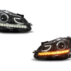 Mercedes W204 C Serisi(makyajli KASA) İçin Uyumlu LED FAR - DOLU (Halojen Farli Model İçin)