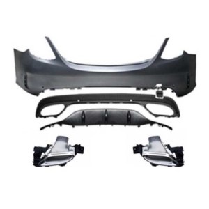 Mercedes W205 C Serisi İçin Uyumlu Makyajli AMG Görünüm ARKA Tampon & Egzoz