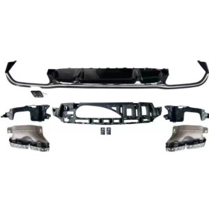 Mercedes W213 E Serisi İçin Uyumlu 2021+ E63 Difuzor VE Siyah Egzoz Seti (AMG Sedan)