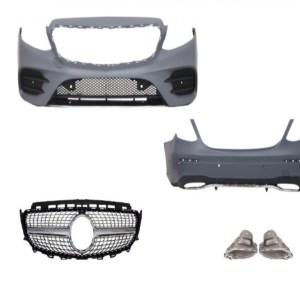 Mercedes W213 E Serisi İçin Uyumlu AMG Görünüm SET (Ön ARKA Tampon, Diamond Panjur,egzozlar)