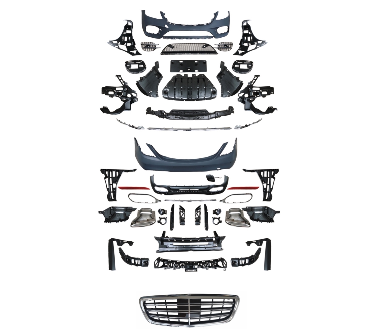 Mercedes W222 S Serisi İçin Uyumlu S450 BODY Kit (Ön Arka Tampon & Panjur&egzoz)